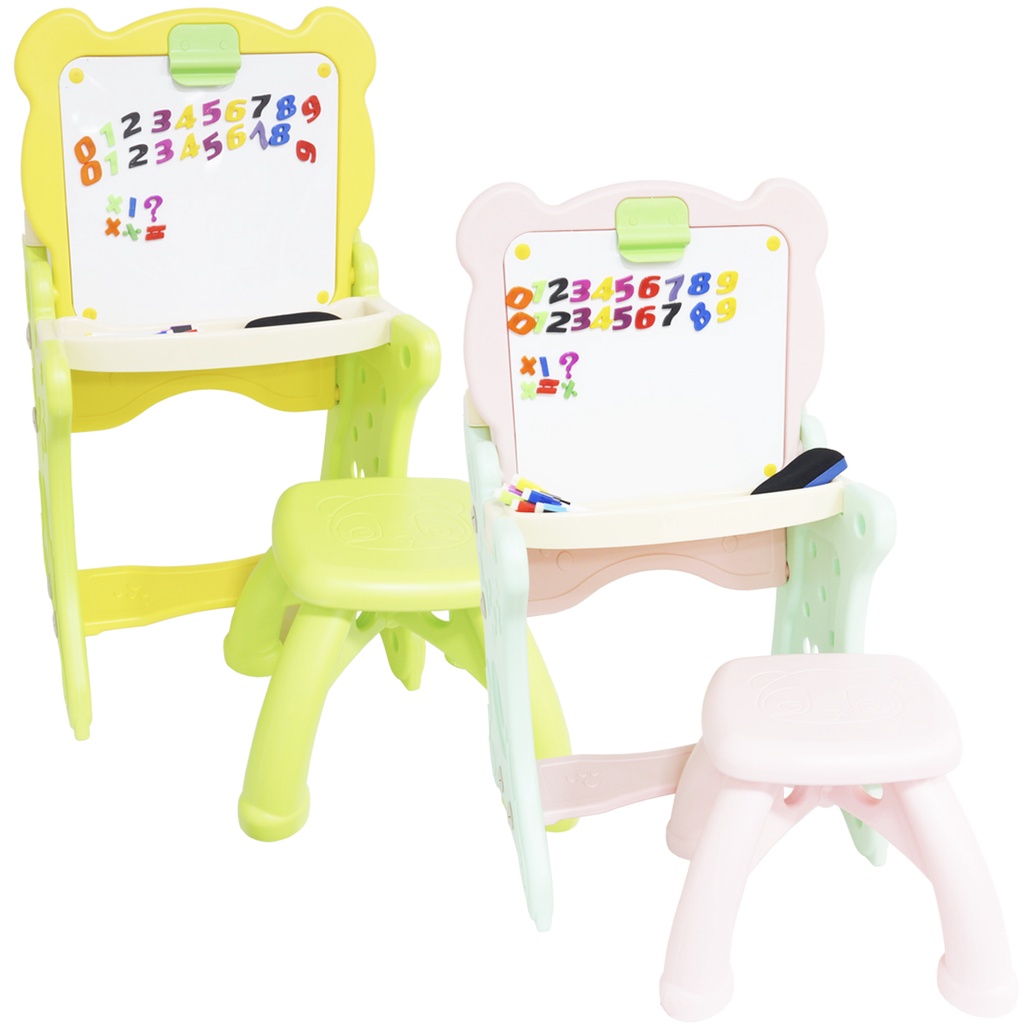 Mesa e Lousa Mágica Pintura Infantil Didática 2x1 Plástico Dobrável Cadeira Brinqway Bw-076
