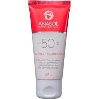 Anasol Protetor Solar Facial Toque Seco Oil Free FPS 50 60 g - Vegano