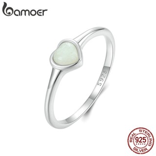 Bamoer 925 Sterling Sliver Ring Anel Luminoso Coração Jóias De Moda Para Mulheres