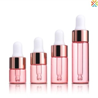 10pcs/set Mini Frascos Com Conta-Gotas Vidro Vazio Óleo Essencial Aromaterapia Tampa De Ouro Rosa Pipetas 1ml/2ml/3ml/5ml