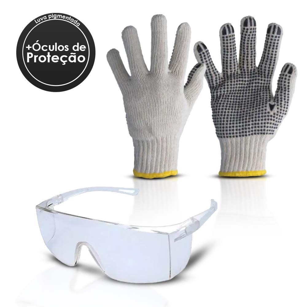 EPI LUVA PIGMENTADA TAM 9 + ÓCULOS DE PROTEÇÃO SKY WPS0206 - Home & Living