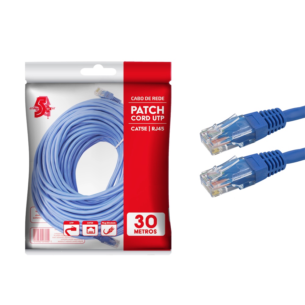 Cabo Rede 30 Metros Rj45 Cat5e Azul Alta Qualidade 100%cobre