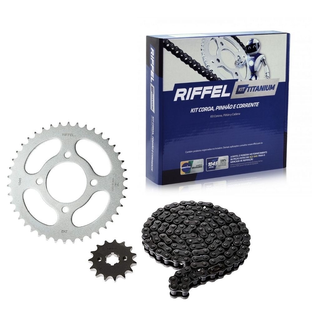 KIT RELACAO TRANSMISSAO TRAÇÃO RIFFEL CG 160 TITAN CG 160 FAN CG160 START CG 160 CARGO 2016 ATE 2023