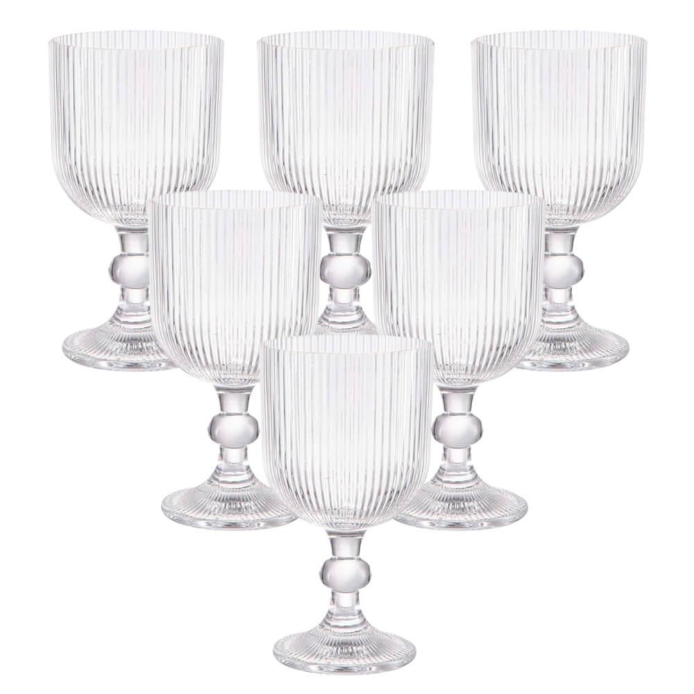 Jogo De Taças De Vidro Transparente Graffiato 370ml 6 Peças - Hauskraft - Home & Living