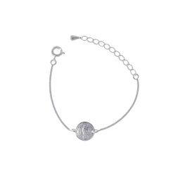 Pulseira Bracelete Medalha São Bento Feminina Folheada a Prata 925 Regulável 16 a 18cm