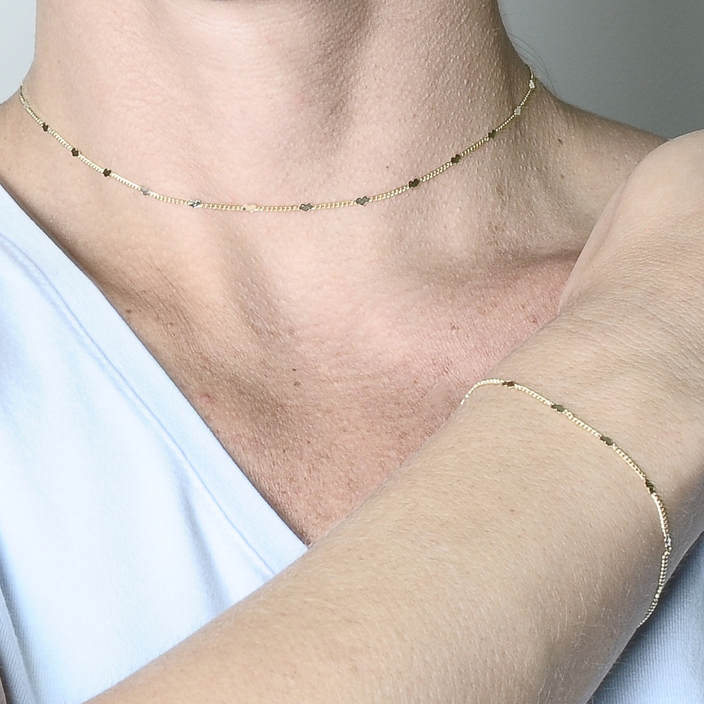 Kit Chocker Gargantilha e Pulseira Feminino Banhado a Ouro 18k Semi Joia com Garantia Dourado