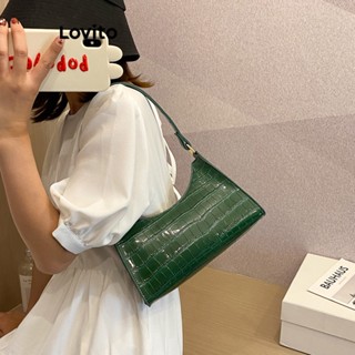 Lovito Clássico Bolsa de Ombro Pequena Básica para Mulheres LFA05021 (Branco/Verde/Preto)