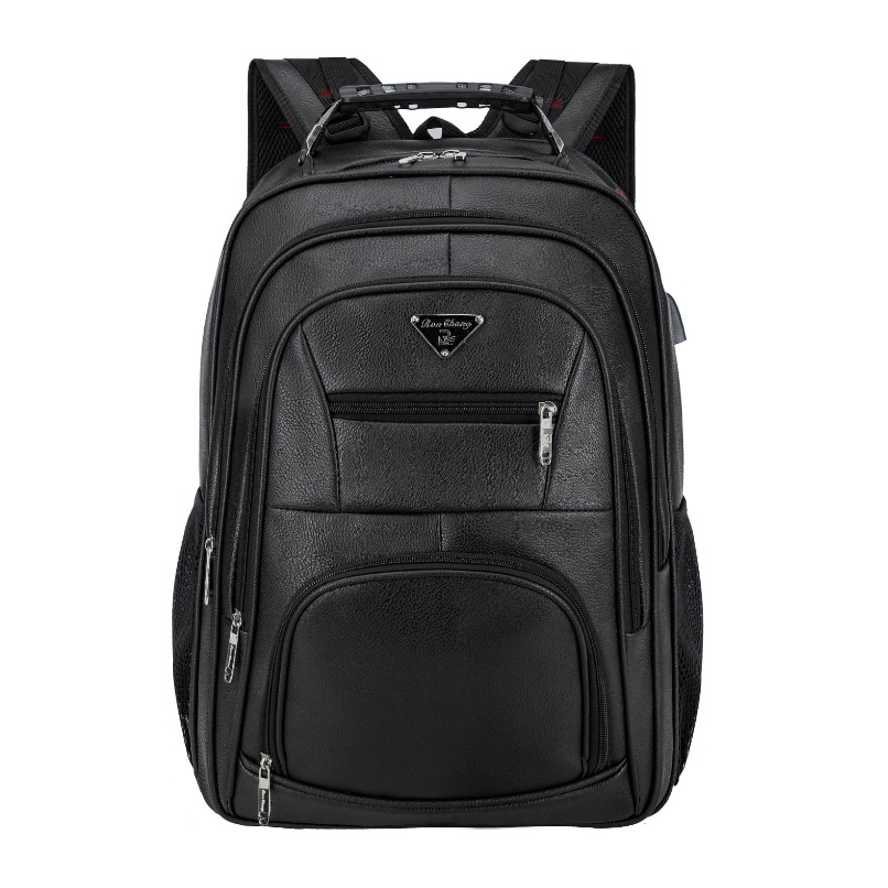 Mochila Couro PU Grande Executiva Para Notebook Trabalho Faculdade Reforçada Cabo De Aco preto azul marrom