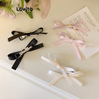 Lovito Prendedor de cabelo feminino com laço simples e fofo L60AD080 (Branco/Rosa/Preto)