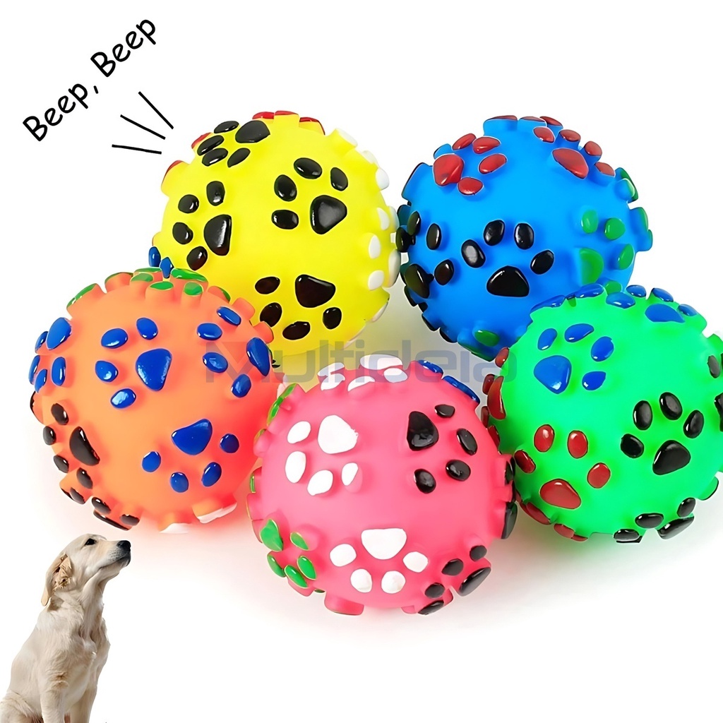Multideia Mordedor Brinquedo Bolinha Bola Pata Pet Cachorro Cão Gato Anti-stress Colorida Som Apito Vinil Variado em Oferta na Shopee