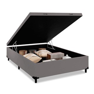 Cama Box com Baú Casal com 41cm de Altura com os Pés Prince Cinza