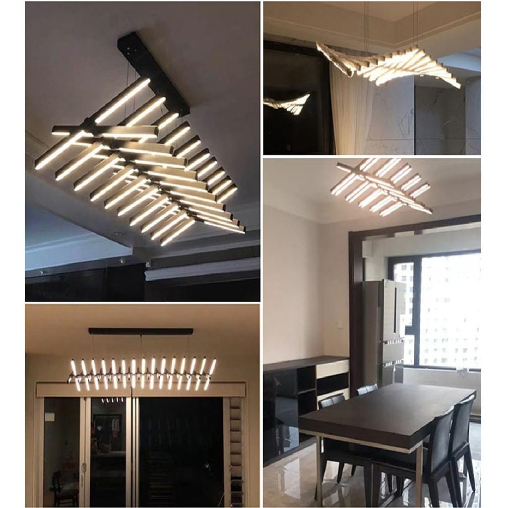 Lustre De Led Minimalista Luminária Moderna 3 Cores com Controle Remoto 100w