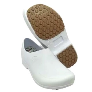 Sapato Borracha Eva Sticky Shoe Branco de Proteção para Clinicas Hospitais Cozinha Enfermagem Limpeza Hospitalar Cirúrgico Hotéis Epi Antiderrapante