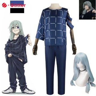 Anime Jujutsu Kaisen Mahito Cosplay Para Homens Adultos Calças De Topo Preto Azul Uniforme Conjunto De Perucas Festa De Carnaval De Halloween