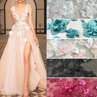 3D Flower Mesh Lace Clothing Tecido Vestido De Noiva Bordado Por Pátio