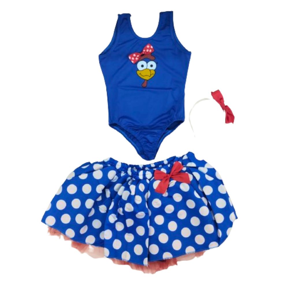 Fantasia Body e Saia Azul de Bolinha Infantil