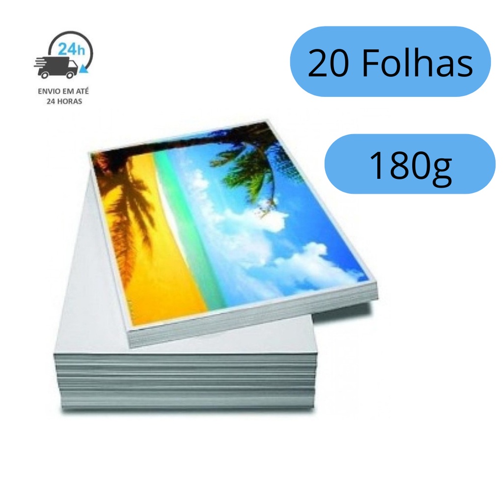 Papel Fotográfico Glossy Brilhante Foto 180g 20 folhas  Resistente a água Premium A4  MASTERPRINT em Oferta na Shopee