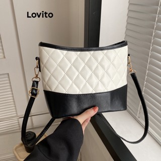 Lovito Bolsa de Ombro Pequena Básica com Zíper e Bloco de Cores para Mulheres L72AD033
