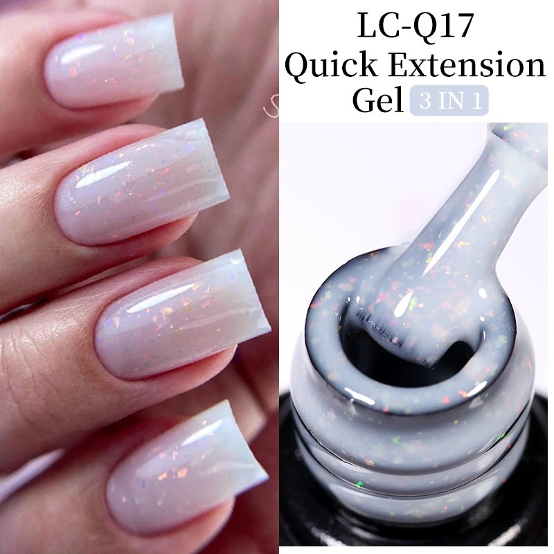 LILYCUTE 7ml 3 Em 1 Gel De Extensão Rápida Verniz De Unhas De Efeito Nu Rosa Construção Arte Das Base De Borracha