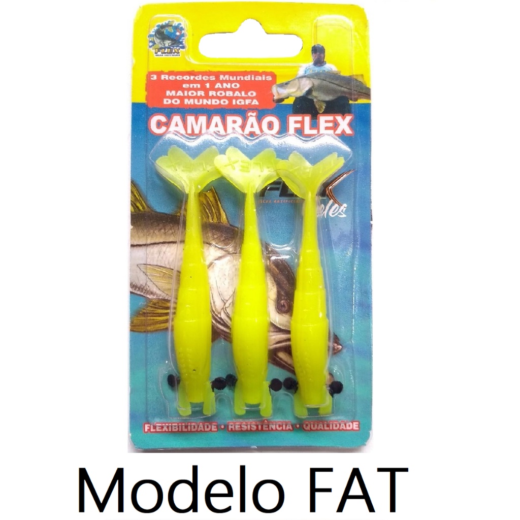 Isca Camarão Artificial Flex de 8cm - modelo FAT e SLIM