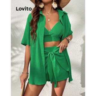 Lovito Blusa Boho Lisa Com Botões Para Mulheres LBL07110