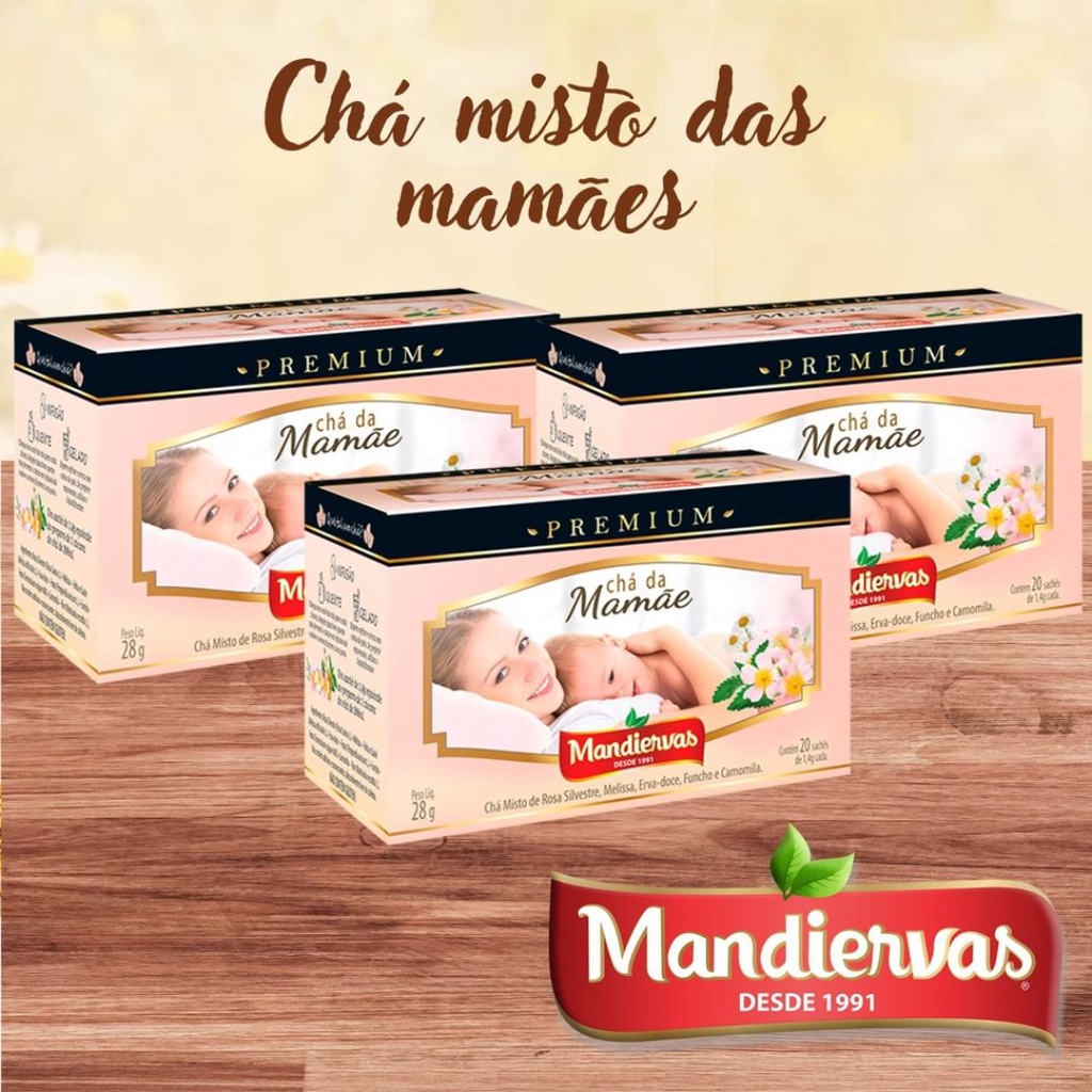 Kit Chá Mamãe Mandiervas 60 sachês - 3 cx com 20 unidades cada