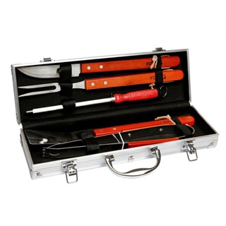 Jogo para Churrasco Inox com 5 Peças e Maleta em Alumínio FORTGPRO em Oferta na Shopee