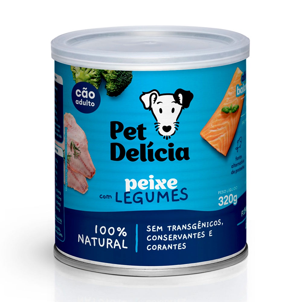 Ração Úmida Para Cães Adultos Pet Delícia Sabor Peixe com Legumes 320g em Oferta na Shopee