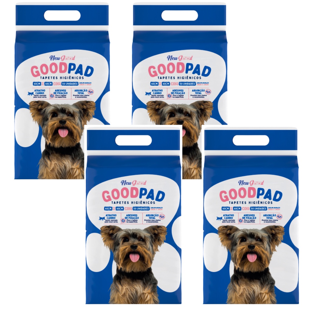 Kit 4 Pacotes Tapete Higienico Good Pad P/ Cães E Gatos 60x60 cm 200 Uninidades Total Higiênico 50 unidades por pacote em Oferta na Shopee