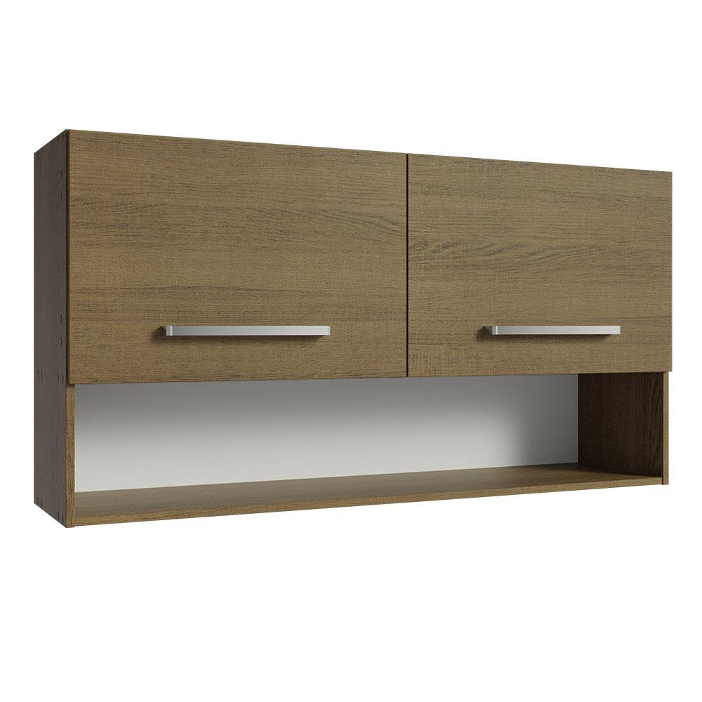 Armário Aéreo Cozinha 105cm 2 Portas 1 Nicho Rustic Emilly Madesa - Home & Living