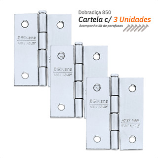 Dobradiça 850 - 1,5" Zincado - Silvana 3Pçs