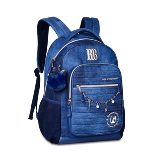 Mochila Costas Rebecca Bonbon Jeans Juvenil Meninas Escolar