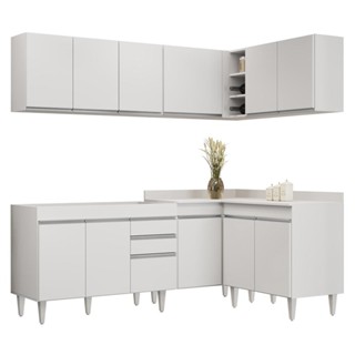 Armário de Cozinha Modulado de Canto 6 Peças CP28 Balcão sem Tampo Branco - Lumil em Oferta na Shopee