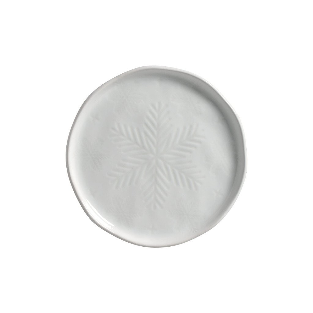 Prato Sobremesa Snow Flake 20cm Natal Cerâmica Scalla