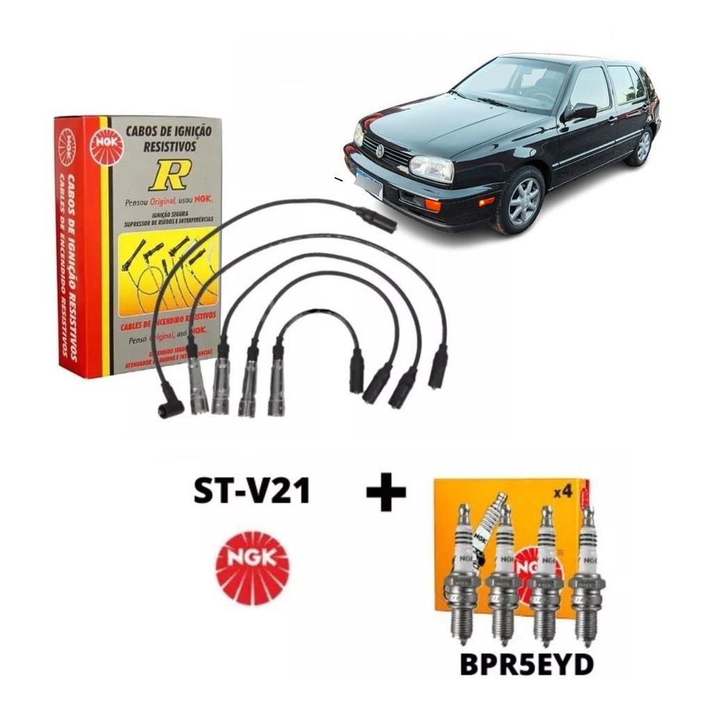 Jogo Cabos + Velas Ngk St-v21 Vw Golf Mk3 1.8 Gl 95 96 97 98