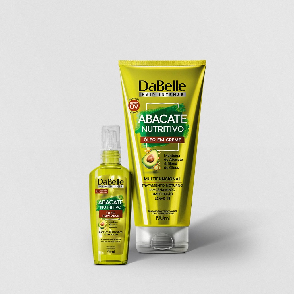 Kit DaBelle Hair Intense Abacate Nutritivo Óleo em Creme + Óleo Reparador 75ml (2 produtos...