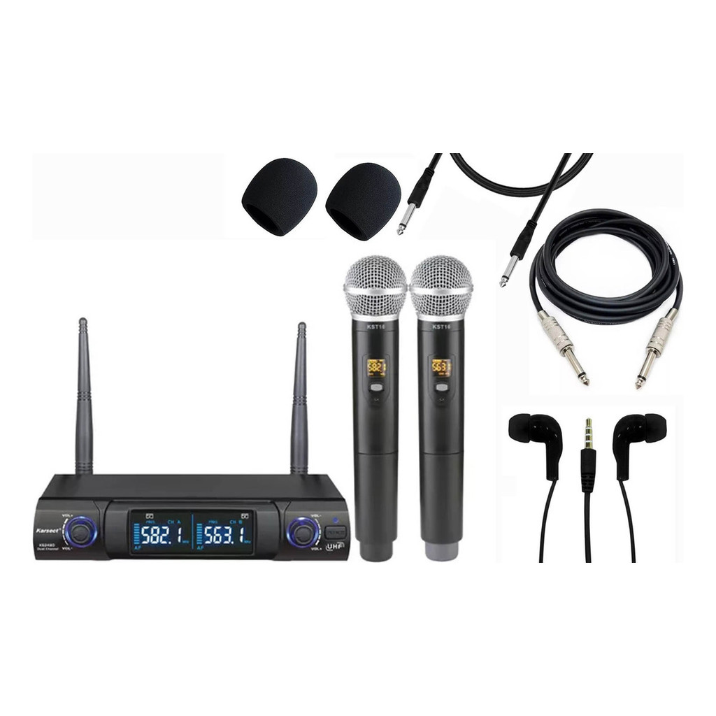 Microfone S/fio Karsect Ks248dm Duplo Mao