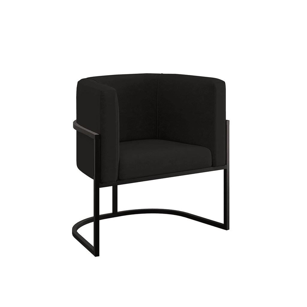 Poltrona Cadeira Decorativa Lua Recepção Base de Ferro Black - Home & Living