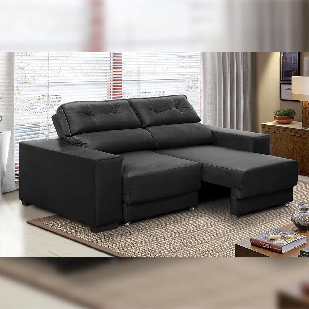 Sofá retrátil e reclinável 3 lugares Rubia Suede - Home & Living
