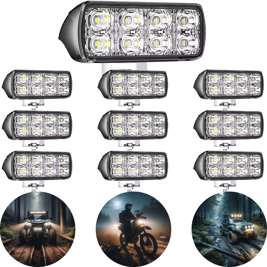 Kit 10 Farol Milha Led Mini Barra Pisca Strobo 24w Carro Off Road Jeep Troller  4x4