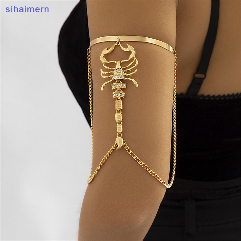 sihaimern Punk Hip Hop Rhinestone Pulseira Tassel Mulher Homens Escorpião Gótico Bandas De Braço Jóias BR