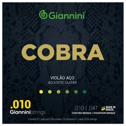 Encordoamento Violão Giannini Cobra GEEFLEF Fósforo Bronze 0.010"