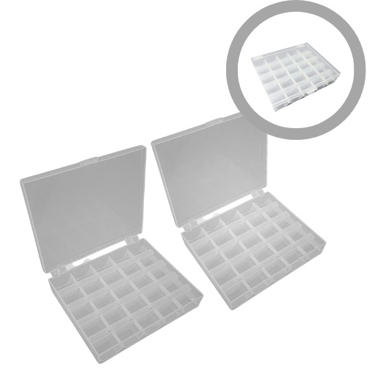 Kit 2 Estojos Plástico Organizador de Carretilha Para Costura em Oferta na Shopee