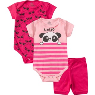 Kit Body Infantil 3 Peças Kappes Rosa