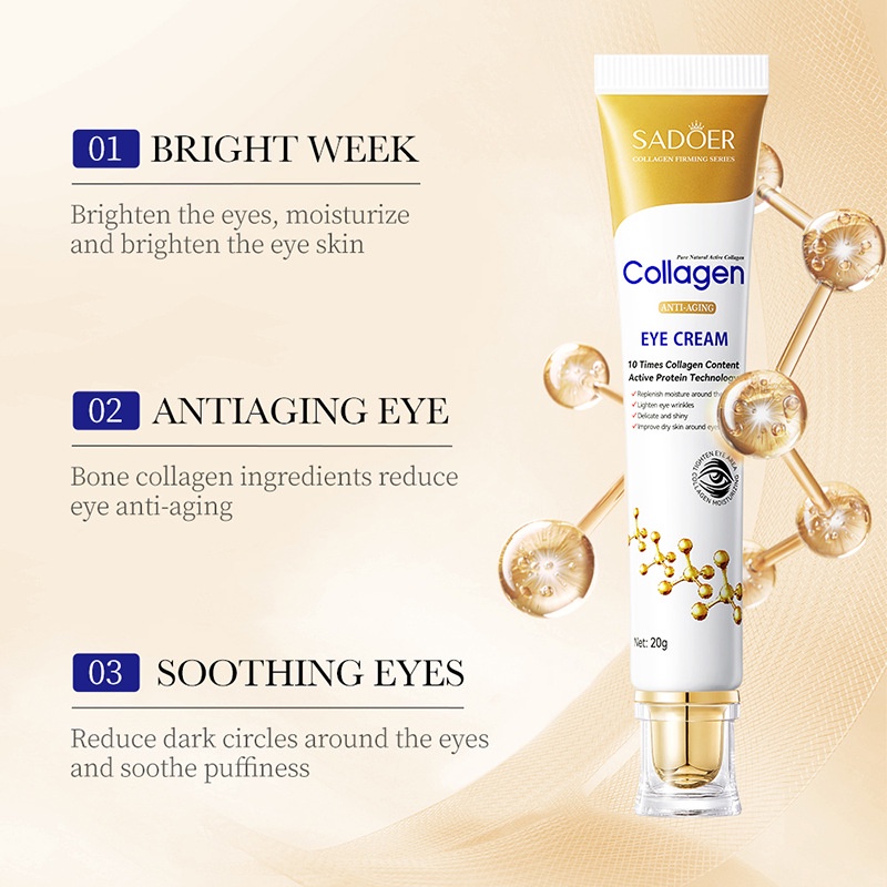 SADOER Creme para os Olhos com Colágeno, Hidrata, Melhora Olheiras, Anti-Rugas e Bolsas sob os Olhos 20g · foto 2