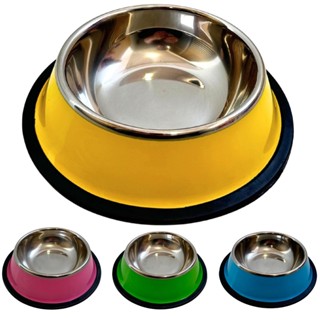 Comedouro Pet Colorido Aço Inox 15cm