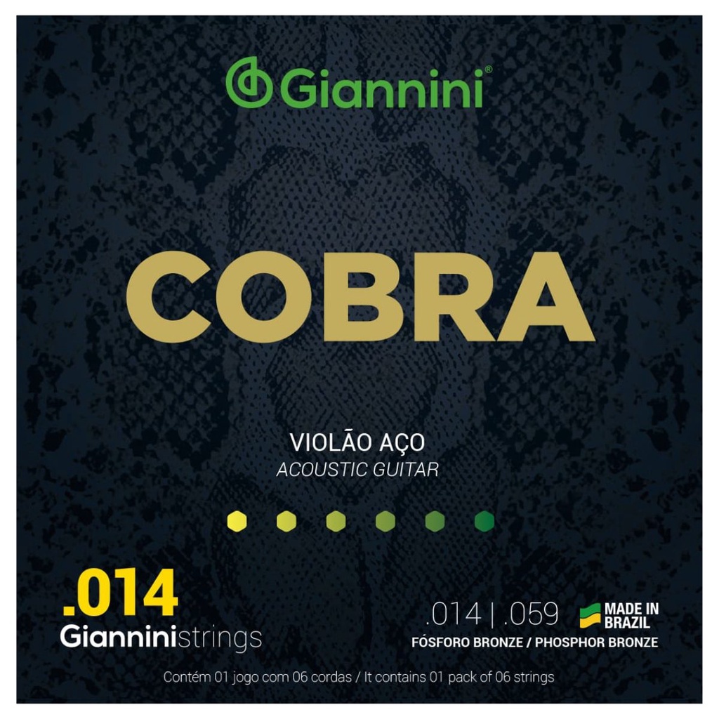Encordoamento Violão Giannini Aço Cobra GEEFLSXF Fósforo Bronze 0.014"