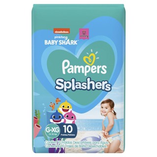 Fralda Pampers Splashers Baby Shark Tamanho G/XG com 10 Fraldas Descartáveis