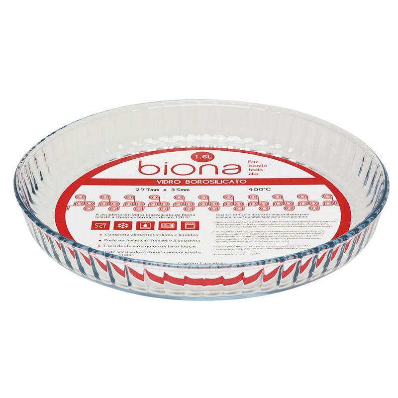 Assadeira De Vidro Borosilicato Canelada Redonda 1.600 Ml