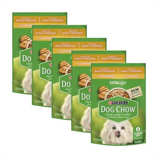 Kit 5 Ração Úmida Dog Chow Sabor Frango para Cães Adultos Raças Minis e Pequenas - 100g em Oferta na Shopee